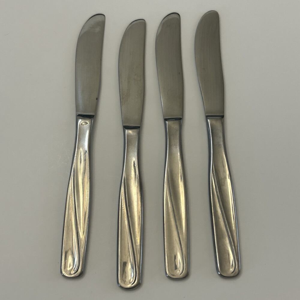 CG Flatware Dinner Knife Cg5 Pattern Glossy Stainless JAPAN Set of 4 Vintage